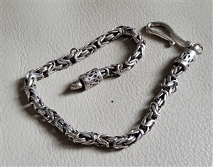 preowned vintage sterling silver byzantine link charm bracelet with s hook clasp