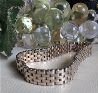 Bracelet Kreisler vintage unisex jewelry gold tone five row articulated brick link measuring 6.75 inches with foldover box clasp