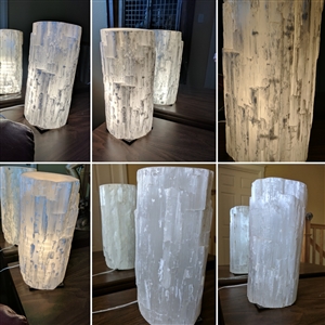 Natural Selenite Crystal Cylinder Meditation Table Lamp 1980