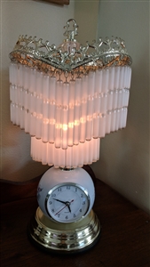 Boudoir style unusual table accent lamp with clock
