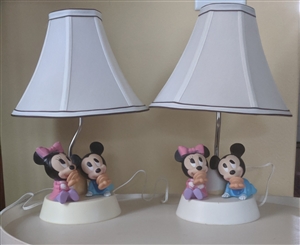 vintage dolly toy co baby mickey and minnie mouse accent lamps set