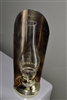 Preowned vintage brass candle holder in a kerosene lamp style suitable for wall decor or table display