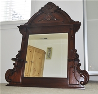 Antique Victorian Eastlake Hall Mirror with Beveled Glass and Sconce Shelves