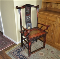 mid century chinese scholar armchair longevity deer with carved symbols