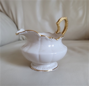 Lenox antique cream porcelain creamer pitcher with Art Nouveau fluted body and gold gilding from the 1920s