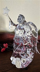 Vintage 1990s Lenox fine lead crystal angel figurine holding frosted star made in Germany