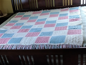 Hand knitted vintage large and soft throw blanket