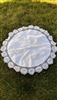 Vintage round cotton tablecloth with hand crochet floral border measures 40.5" across, collectible vintage textile.