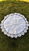 White cotton tablecloth crochet floral wide border