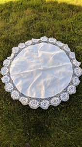 White cotton tablecloth crochet floral wide border