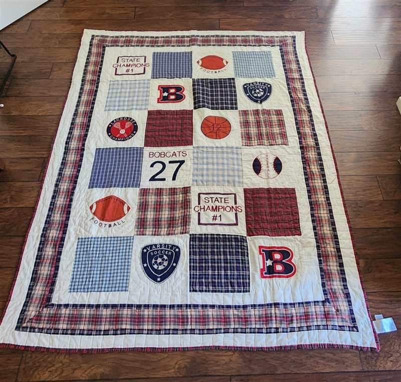 JCPenney Britannica Home Fashion Sports Patchwork Quilted Throw 86 by 66