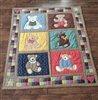 Bears colorful quilted throw blanket or wall decor in patchy pattern collectible textile