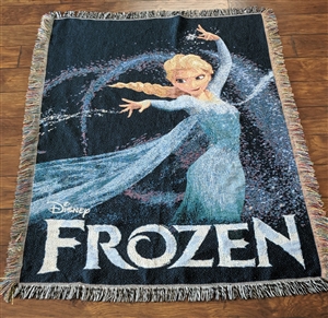 Walt Disney World Frozen Queen Elsa one sided woven tapestry throw with multicolor fringe 2013