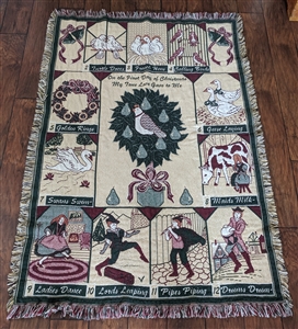 Christmas 12 days gifts tapestry throw blanket elegant holiday season bedspread home display and gifts