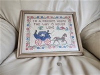 Needlepoint carriage with horses framed decor
