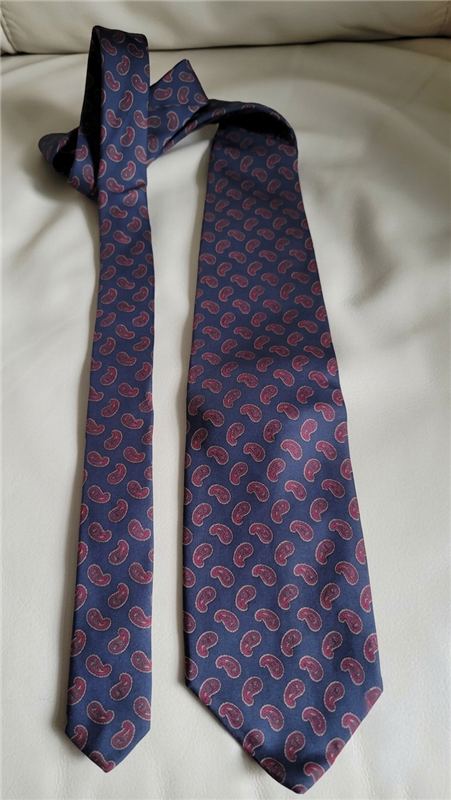 usa navy blue paisley silk robert talbott mens tie vintage designer necktie