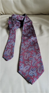 Neil Martin men neck tie paisley pattern in blue red and white colors