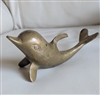 vintage solid brass dolphin figurine paperweight home decor display preowned