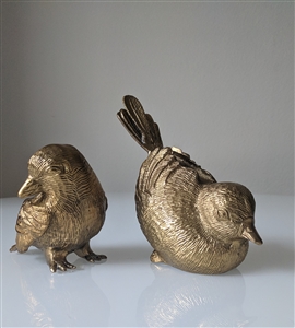 Solid brass birds finches heavy solid brass decor