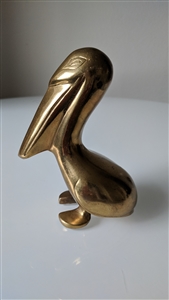 Brass standing pelican sculpture Nautical decor