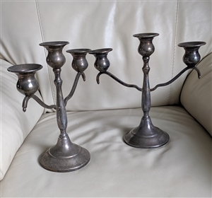 Lehman Brothers silver plated two candelabras vintage collectible indoor and outdoor decor