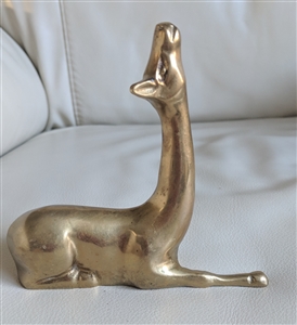 Vintage solid brass Gazelle sculpture display