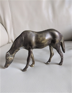Solid brass grazing stallion horse statue decor collectible vintage home interior and exterior display gifts