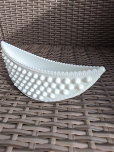 Milk glass footed banana boat candy dish hobnail