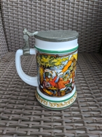 Beer Stein BMF Vintage 1970 German Milk Glass Tavern Lidded Mug Imperfect