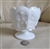 Vintage Westmoreland white milk glass bowl with raised Paneled Grape pattern on a round pedestal base