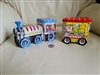 preowned vintage train tin bank and storage set