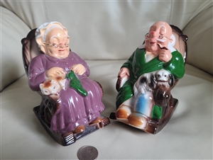 Vintage 1970s Ceramaster ceramic grandma and grandpa retirement piggy banks