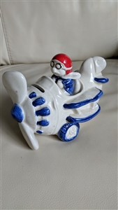 Counterpoint San Francisco porcelain dog pilot plane bank with original sticker