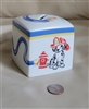 Tiffany and Co Dalmation Fire Station Money Bank white porcelain with colorful decoration