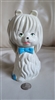 Vintage Money Bank white dog in hard plastic, made in Hong Kong.
