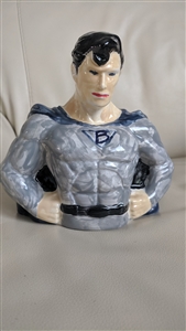 Porcelain B a Superhero piggy bank money bank decor with B logo