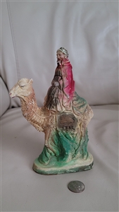 Vintage large chalkware Merchant riding a Camel Nativity vintage collectible holiday display