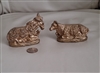 Made in Italy Nativity set cow and donkey decor in gold tone handcrafted display