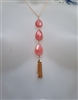 Womens Necklace George Pink Faceted Glass Beads Tassel Pendant Jewelry