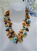 1990s polish artisan baltic amber and turquoise tiered statement necklace chunky art design