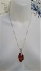 new old stock vintage polish artisan dark cognac baltic amber teardrop pendant with sterling silver chain