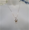 new old stock 1970s sagittarius zodiac pendant with genuine greenish-gold baltic amber cabochon and 21 inch sterling silver chain