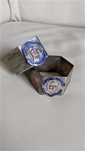 Fuji Islands napkin rings with enamel crest decor