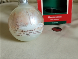 Pre-owned vintage 1989 Hallmark Keepsake Grandparents glass ball Christmas ornament for holiday display