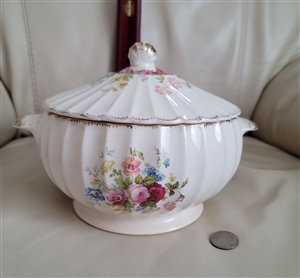 Sebring June Rose lidded round vegetable bowl