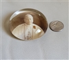 Vintage dome glass religious paperweight with sepia photograph portrait of Pope Pius XI preowned