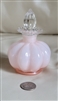 Fenton Rose Overlay pink melon glass cologne bottle with stopper sm chip on stopper