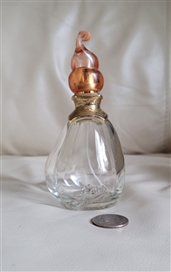 vintage Jeanne Arthes empty perfume bottle France 100 ml vanity display peach topper