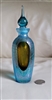 Vintage Fifth Avenue blue crystal perfume bottle with geode texture and yellow glass insert