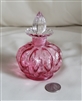 Vintage Fenton Diamond Optic Ruby Overlay squat glass perfume bottle and clear stopper